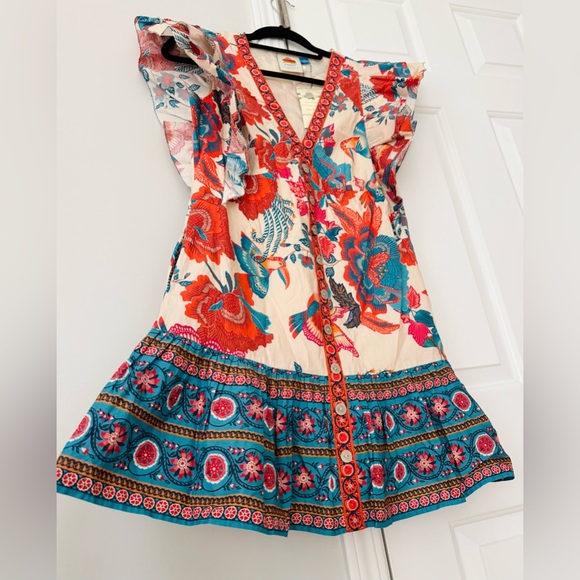 Farm Rio Ruffle-Sleeve Button Front Mini Dress - Picture 11 of 15